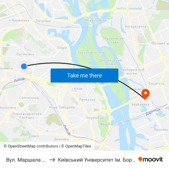 Вул. Маршала Рибалка to Київський Університет Ім. Бориса Грінченка map