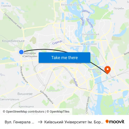 Вул. Генерала Наумова to Київський Університет Ім. Бориса Грінченка map