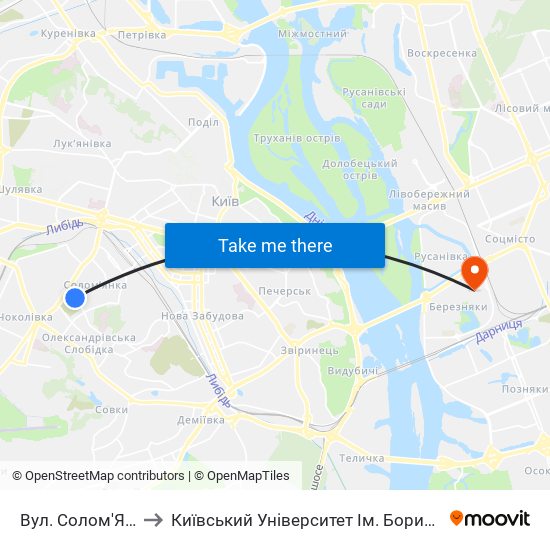 Вул. Солом'Янська to Київський Університет Ім. Бориса Грінченка map