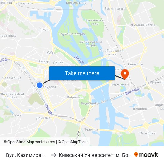 Вул. Казимира Малевича to Київський Університет Ім. Бориса Грінченка map