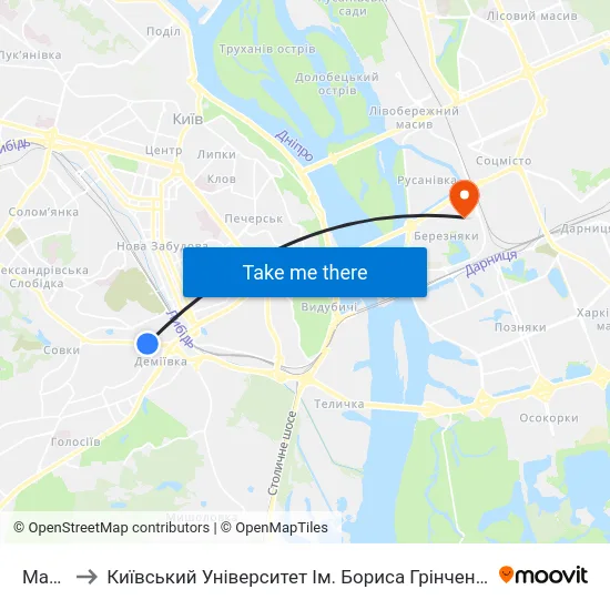 Мауп to Київський Університет Ім. Бориса Грінченка map
