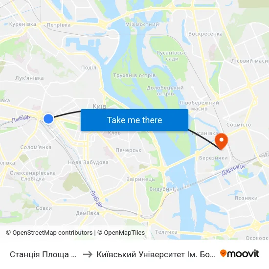 Станція Площа Перемоги to Київський Університет Ім. Бориса Грінченка map