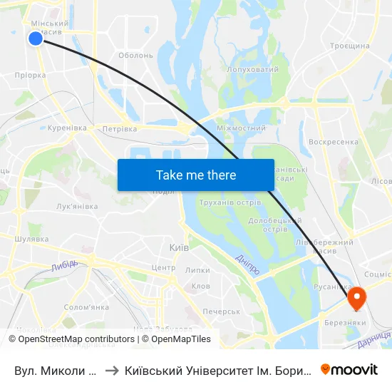 Вул. Миколи Гулака to Київський Університет Ім. Бориса Грінченка map