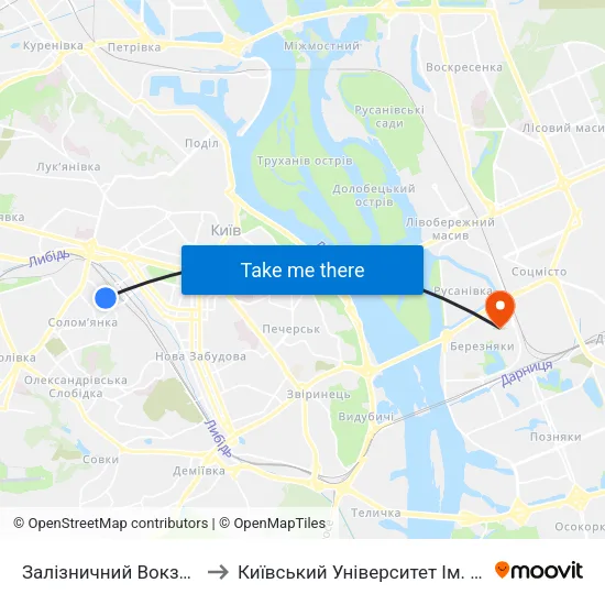 Залізничний Вокзал Південний to Київський Університет Ім. Бориса Грінченка map