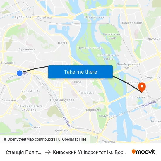 Станція Політехнічна to Київський Університет Ім. Бориса Грінченка map