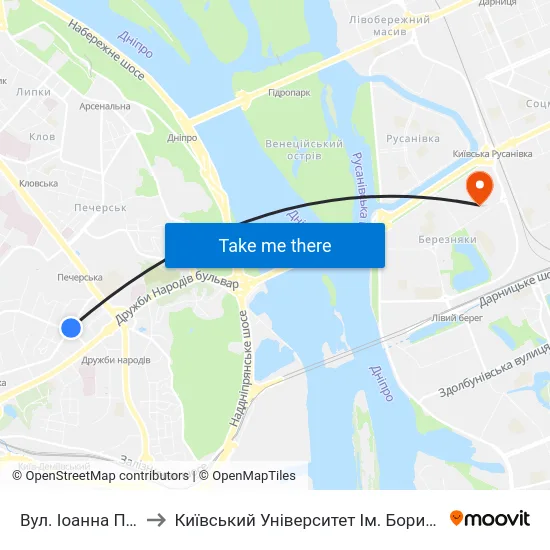 Вул. Іоанна Павла Іі to Київський Університет Ім. Бориса Грінченка map