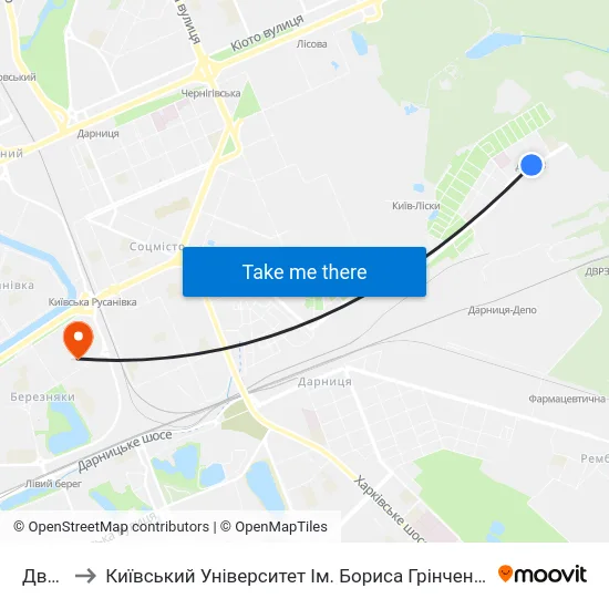 Дврз to Київський Університет Ім. Бориса Грінченка map