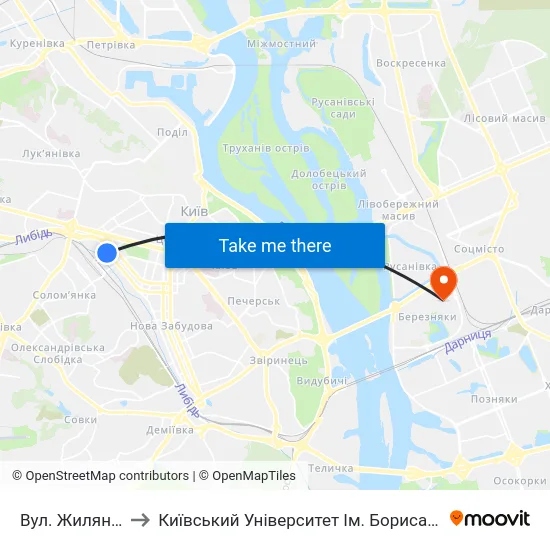 Вул. Жилянська to Київський Університет Ім. Бориса Грінченка map