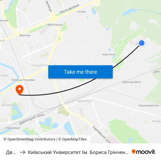 Дврз to Київський Університет Ім. Бориса Грінченка map