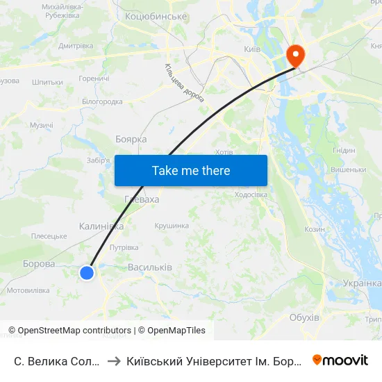 С. Велика Солтанівка to Київський Університет Ім. Бориса Грінченка map