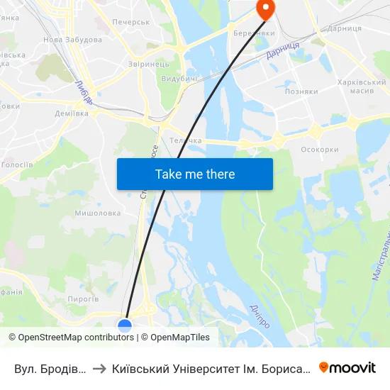 Вул. Бродівська to Київський Університет Ім. Бориса Грінченка map