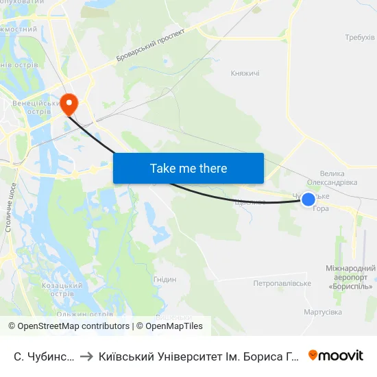 С. Чубинське to Київський Університет Ім. Бориса Грінченка map