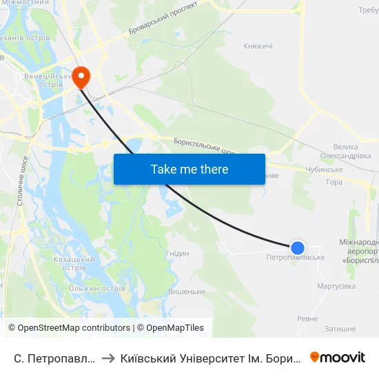 С. Петропавлівське to Київський Університет Ім. Бориса Грінченка map