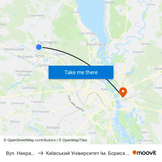 Вул. Некрасова to Київський Університет Ім. Бориса Грінченка map