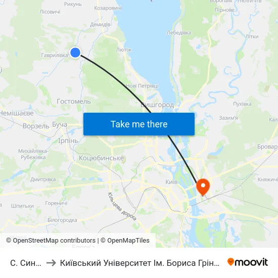 С. Синяк to Київський Університет Ім. Бориса Грінченка map