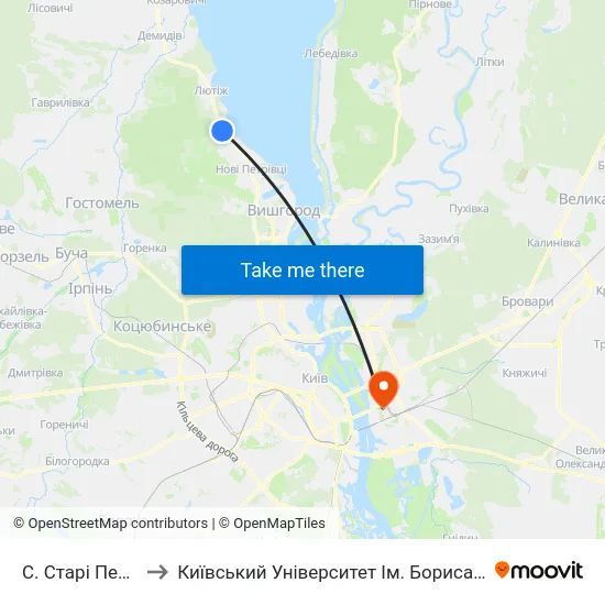 С. Старі Петрівці to Київський Університет Ім. Бориса Грінченка map
