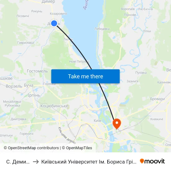 С. Демидів to Київський Університет Ім. Бориса Грінченка map