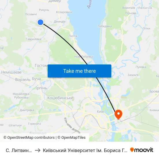 С. Литвинівка to Київський Університет Ім. Бориса Грінченка map