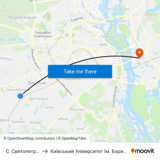 С. Святопетрівське to Київський Університет Ім. Бориса Грінченка map