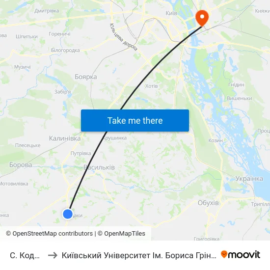 С. Кодаки to Київський Університет Ім. Бориса Грінченка map