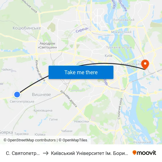 С. Святопетрівське to Київський Університет Ім. Бориса Грінченка map