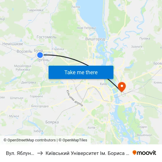 Вул. Яблунська to Київський Університет Ім. Бориса Грінченка map