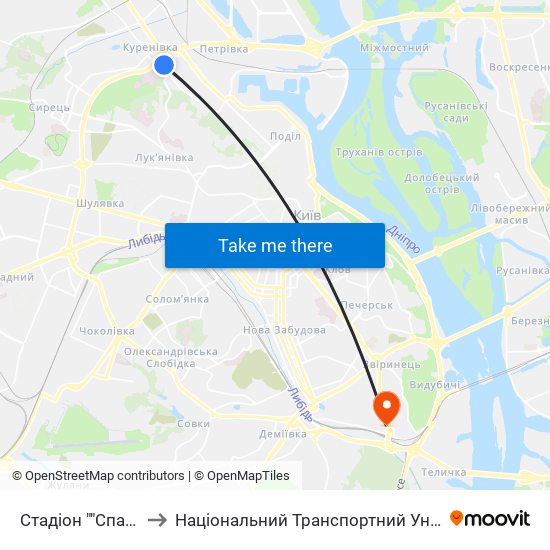 Стадіон ""Спартак"" to Національний Транспортний Університет map