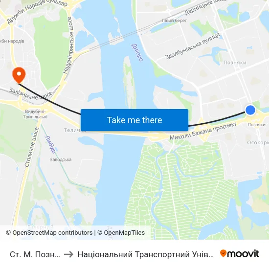Ст. М. Позняки to Національний Транспортний Університет map