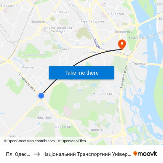 Пл. Одеська to Національний Транспортний Університет map