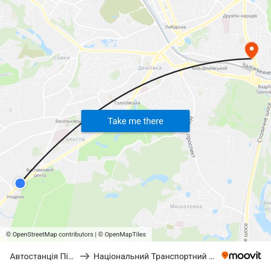 Автостанція Південна to Національний Транспортний Університет map