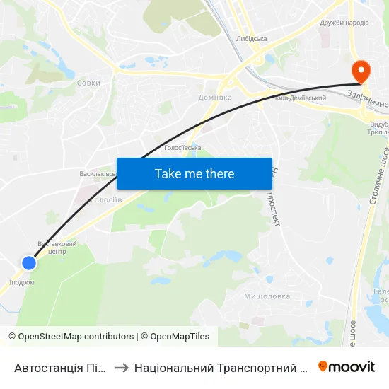 Автостанція Південна to Національний Транспортний Університет map