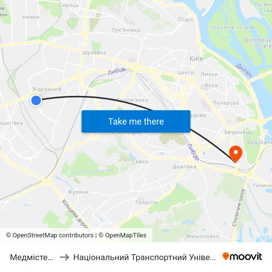 Медмістечко to Національний Транспортний Університет map