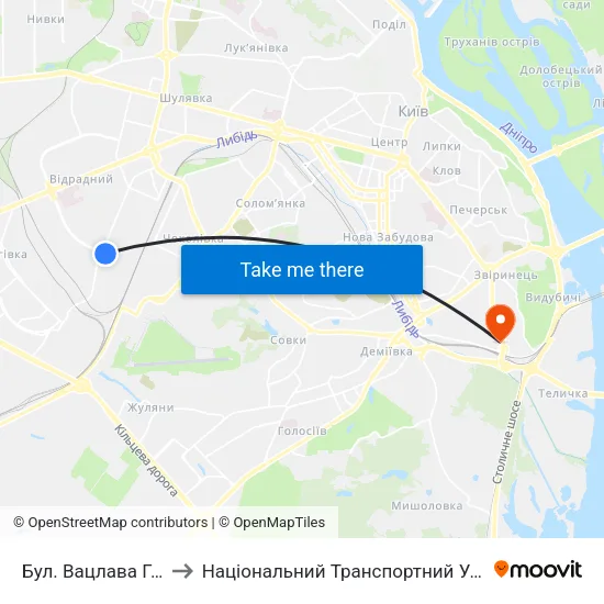 Бул. Вацлава Гавела to Національний Транспортний Університет map