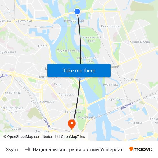 Skymall to Національний Транспортний Університет map