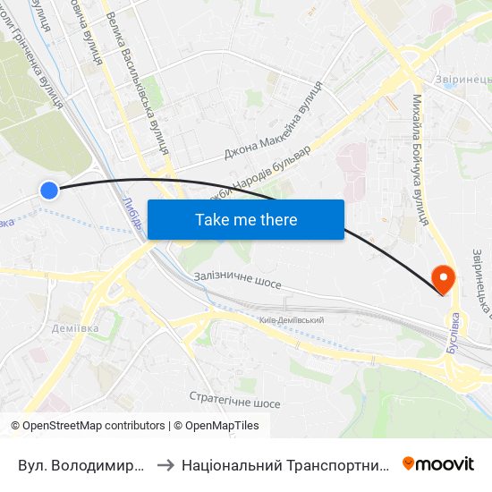 Вул. Володимира Брожка to Національний Транспортний Університет map