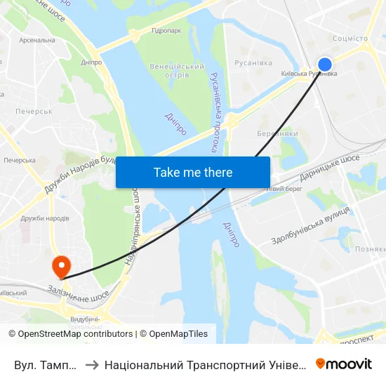Вул. Тампере to Національний Транспортний Університет map