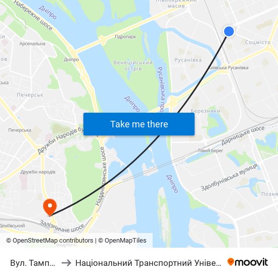 Вул. Тампере to Національний Транспортний Університет map