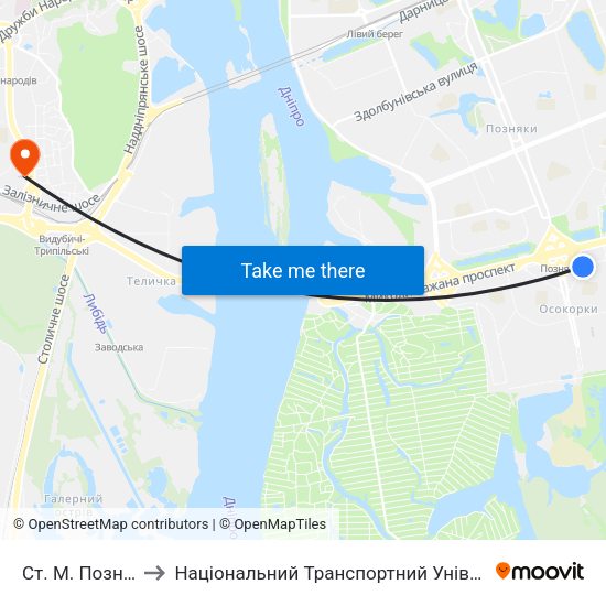 Ст. М. Позняки to Національний Транспортний Університет map