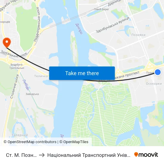 Ст. М. Позняки to Національний Транспортний Університет map