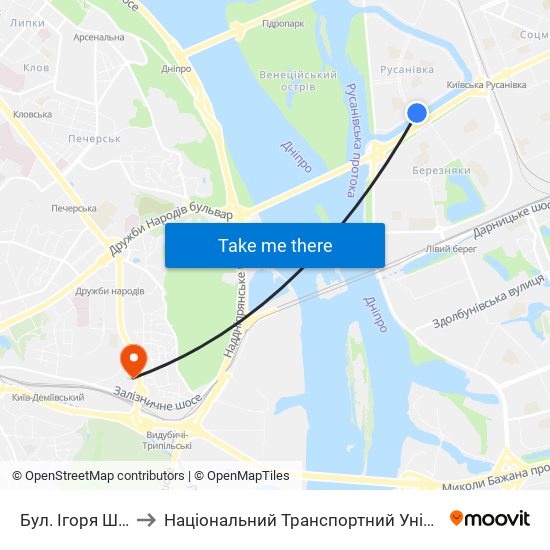 Бул. Ігоря Шамо to Національний Транспортний Університет map