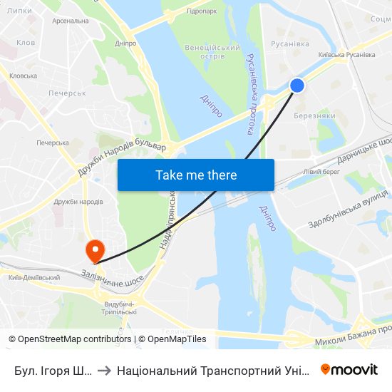 Бул. Ігоря Шамо to Національний Транспортний Університет map