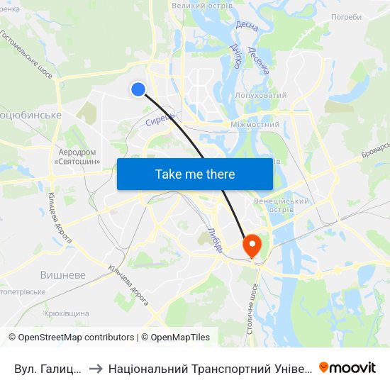 Вул. Галицька to Національний Транспортний Університет map