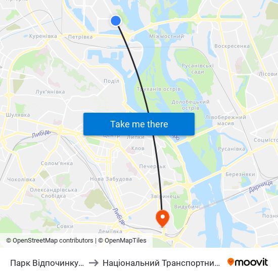 Парк Відпочинку Наталка to Національний Транспортний Університет map