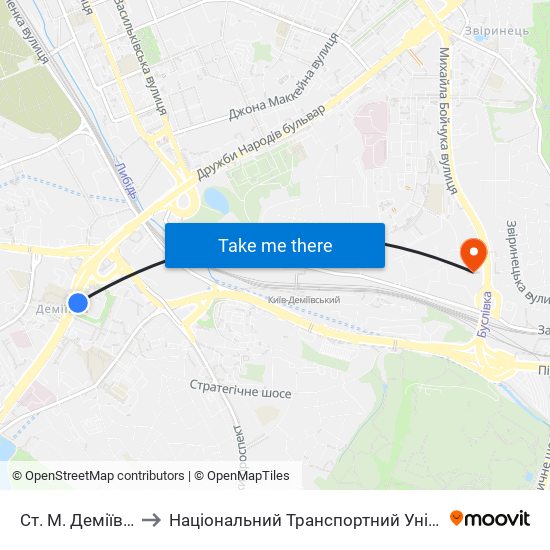 Ст. М. Деміївська to Національний Транспортний Університет map