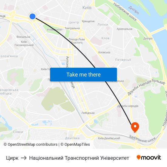 Цирк to Національний Транспортний Університет map