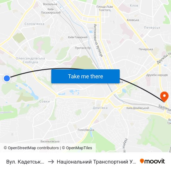 Вул. Кадетський Гай to Національний Транспортний Університет map