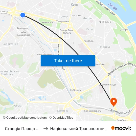 Станція Площа Перемоги to Національний Транспортний Університет map
