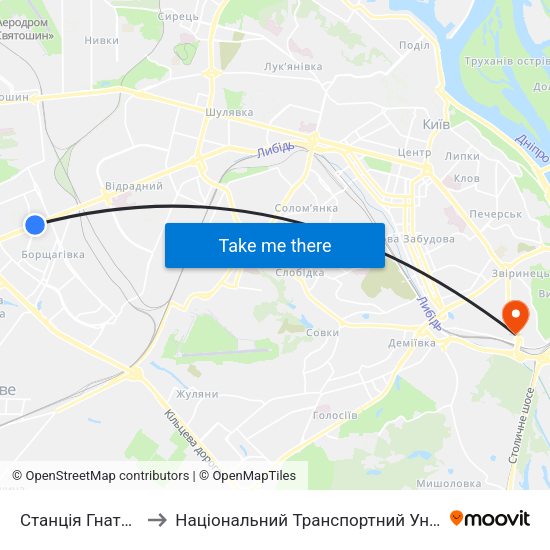 Станція Гната Юри to Національний Транспортний Університет map