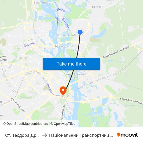 Cт. Теодора Драйзера to Національний Транспортний Університет map