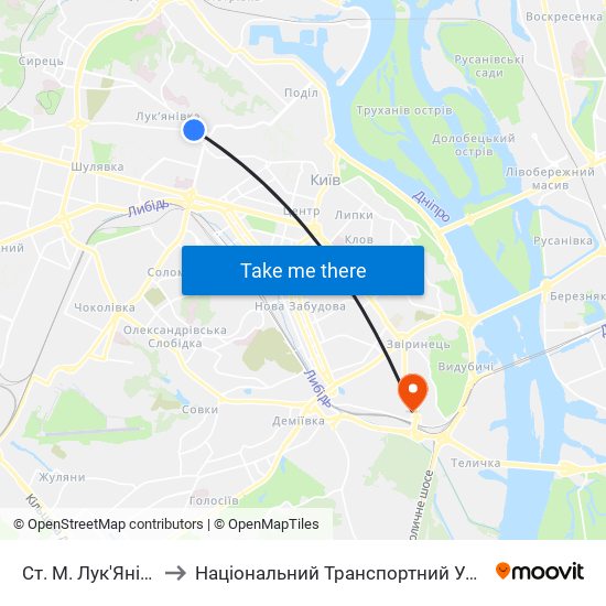 Ст. М. Лук'Янівська to Національний Транспортний Університет map